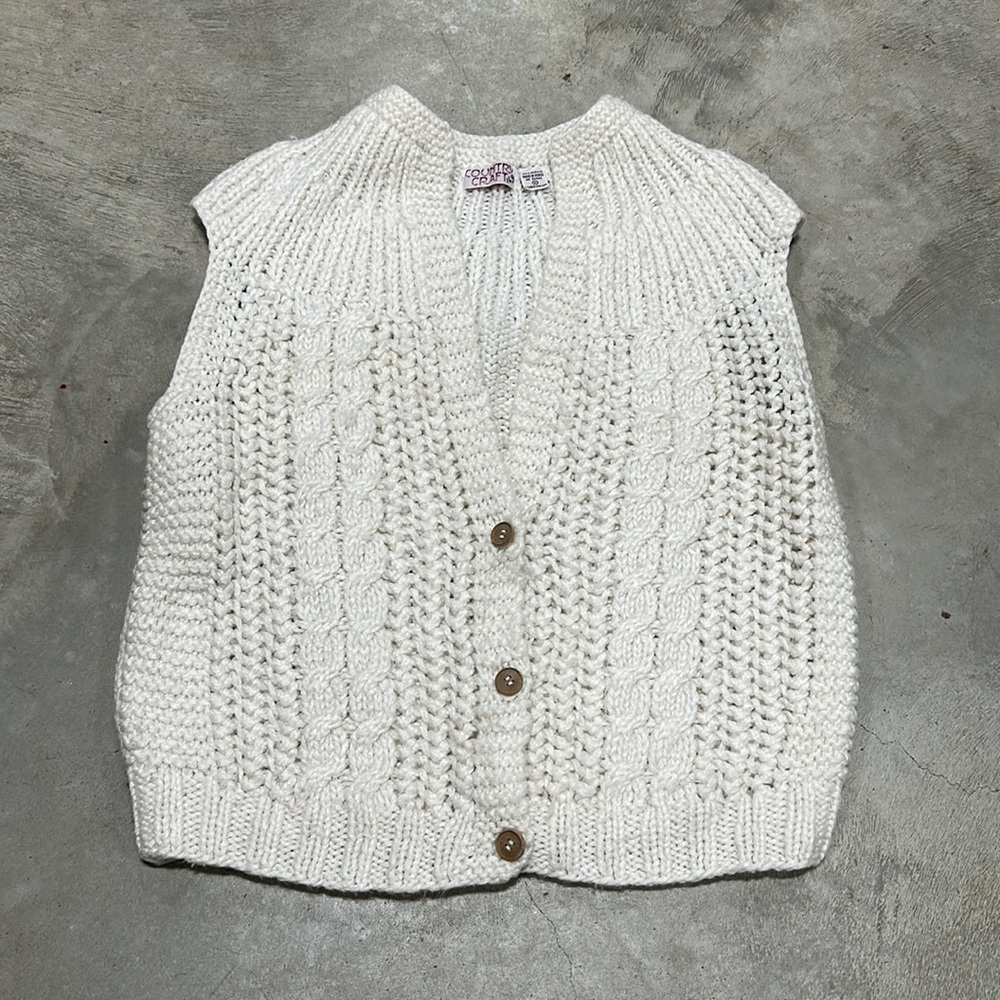 Country Craft brand White crochet vest / size S / E-7